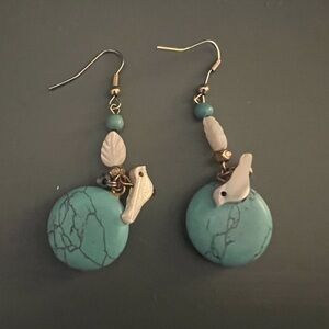 Turquoise Bird Dangle Earrings